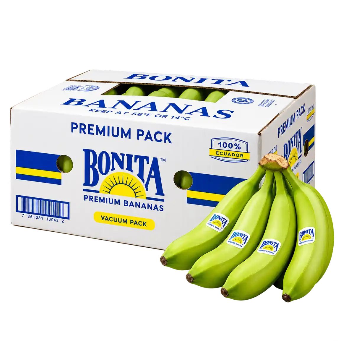 Bonita Premium Pack box with a bunch of bananas.